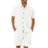 Summer Suits Men Short Sleeve Lapel Pockets Shirt And Drawstring Shorts Sports Fashion Leisure Men&