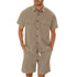 Summer Suits Men Short Sleeve Lapel Pockets Shirt And Drawstring Shorts Sports Fashion Leisure Men&