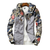 Spring Summer New Men Light Floral Print Hooded Jacket Fashion Trend Flower Coat Hoodies