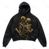 Skull Print Set Hip Hop Teen Clothing Vintage Oversized Hood