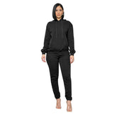 European And American Pure Color Stickers Bags Hoodie With Drawstrings Long Sleeve Sweaters Women&
