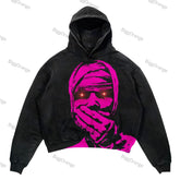 Skull Print Set Hip Hop Teen Clothing Vintage Oversized Hood