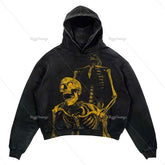 Skull Print Set Hip Hop Teen Clothing Vintage Oversized Hood